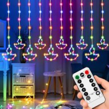 Gesto Diwali Lights for Home, Diya Curtain String Lights with 10 Hanging Diyas, 8 Modes Remote, Multicolor Decorative Lights for Diwali Decoration for Home, Balcony, Mandir & Pooja Room – 11×3 Ft