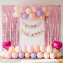 KIDZILO 40 Pcs Birthday Decoration Kit | Balloons, Banner, Foil Curtains & Star/Heart Foils | Party Decor for Boys, Girls & Adults (Set 11)