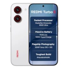 REDMI Turbo 5 (8GB + 256GB) Turbo White | MediaTek Dimensity 8500 Ultra | Mega 7540mAh Battery | 100W HyperCharge | Compact 16.75cm(6.9) 120Hz Display | 50MP Sony OIS Camera