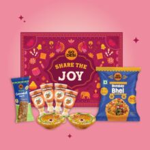 GO DESi Diwali Gift Box – Share the Joy Gift Box | Mud Diya | DESi Popz | Coconut Burfi | Bombay Bhel | Diwali Gifts for Family and Friends