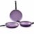 Wonderchef Valencia Non-Stick Cookware 3 Piece Set | Kadhai, Fry Pan, Dosa Tawa | Cool Touch Bakelite Handles | Pure Grade Aluminium| Pfoa Free| 2 Years Warranty | Purple