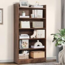 ABOUT SPACE Bookshelf for Home & Storage Cabinet – 6 Tier Book Shelf Wooden Cabinet for Living Room, Study Room | Bookcase, Book Rack & Showcase Cabinet (Walnut, L 71 x B 24.5 x H 137.5 cm)