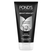 Ponds Bright Miracle Detox Facewash | 10X Power Of Activated Charcoal| For Deep Cleaned Skin | Reveals Glow, Pollution Clear Face Wash, 150Gm