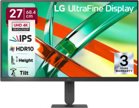 LG UltraFine 68.0 cm (27 inch) 4K Ultra HD LED Backlit IPS Panel with HDR10, DCI-P3 90%, 3-Side Virtually Borderless, DP, HDMI, Height/Tilt Adjustable Monitor (27U710B-BA / 27U710B-B)(Dynamic Action Sync, Response Time: 5 ms, 60 Hz Refresh Rate)