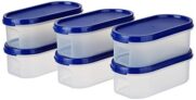 Amazon Brand – Solimo Modular Plastic Storage Containers With Lid (Transparent,Set Of 6, 525ml)