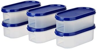 Amazon Brand – Solimo Modular Plastic Storage Containers With Lid (Transparent,Set Of 6, 525ml)