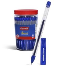 Reynolds Jiffy Gel 60 Ct Jar-Blue | Pens With Comfortable Grip | Gel Pens For Writing | Pen For Students & Office Stationery | 0.5 Mm Tip Size