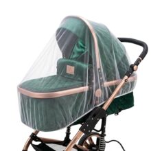 Bembika Baby Stroller Mosquito Net for Pram, Carry Cot & Bassinet Universal Breathable Mesh Insect Protection Cover for Babies Elastic Fit Lightweight Foldable Baby Safety Net (White)