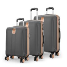 Safari Thorium Royale 8 Wheels Spinner Set of 3 Trolley Bags Hard Case Polycarbonate Luggage,TSA Lock,Wet Pouch Organized Interior,Suitcase for Travel,Trolley Bags for International Travel, Gun Metal