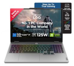 Lenovo LOQ Intel Core i7-14700HX | NVIDIA RTX 5050 8GB (16GB RAM/1TB SSD/FHD IPS/144Hz Refresh Rate/440 AI TOPS/15.6″ (39.6cm)/Windows 11/5.0MP Camera/Office 2024/Grey/2.4Kg), 83JE01FTIN Gaming Laptop