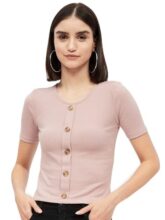 Harpa Women’s Solid Regular Blouse (GR6147_Pink Extra Large)