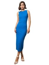 barcino Royal Blue Rib Back Cut-Out Dress