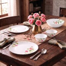 La Opala Novo Opalware Dinner Set, 10 Pcs for Family of 2, Rose Garden