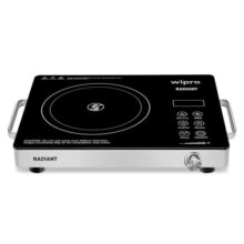Wipro Elato CIRC201 Infrared Radiant Cooktop 2200W |Works With ALL Cookware – Kadai, Glass, Clay, Aluminium & Steel |Preset Menus, Timer & Overheat Protection |Crystal Glass Top|Black|1 Year Warranty