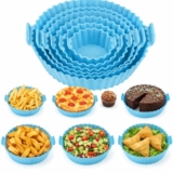 Clazkit Reusable Air Fryer Silicone Liners (6 PCS) | Non-Stick, Heat Resistant Baking Tray Inserts | Dishwasher Safe | Oil-Proof Airfryer Accessories | Multicolor