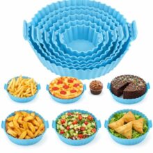 Clazkit Reusable Air Fryer Silicone Liners (6 PCS) | Non-Stick, Heat Resistant Baking Tray Inserts | Dishwasher Safe | Oil-Proof Airfryer Accessories | Multicolor