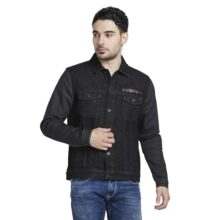 Spykar Black Slim Fit Full Sleeves Solid Jackets For Men