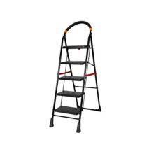 Happer Premium Pvc Foldable 4 Steps Ladder Clamber (Black & Orange)