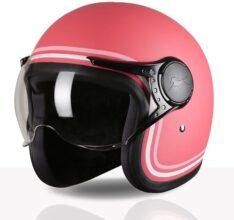 TVS MissFit Women’s Open Face Helmet | Lightweight Shell | Pastel Colors Designed Exclusively for Women | Extreme Comfort Fit for Girls | Clear Visor | DOT & ISI Certified (Cherry/S)