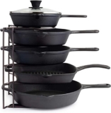 Craft Mshopr Heavy-Duty 5-Tier Pan & Pot Organizer – Large Kitchen Shelf For Cast Iron Skillets, Dutch Ovens & Griddles, No Assembly Required, Black (10.5×7.5×12 In)