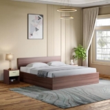 Interio by Godrej EWA Engineered Wood Bed with Box Storage (Queen), 1-Year Warranty, Brown, Particle Board