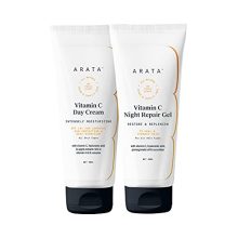 Arata 24X7 Vitamin C Protection Combo With Vitamin C Day Cream (50 Ml) & Vitamin C Night Repair Gel (50 Ml) | With Spf 15+ | Infused With Hyaluronic Acid, Apple, Pomegranate & Cucumber | Vitamin C Day And Night Cream Combo