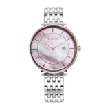 Titan Premium Workwear Mother of Pearl Dial Analog with Date Stainless Steel Strap Watch for Women-NS2673SM02