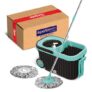 Spotzero By Milton Eelite Spin Mop I 2-in-1 Mop Bucket for Cleaning & Drying I 360° Spin Mechanism I High Absorbent Microfiber Refills I Big Wheels & Drag Handle for Easy Movement I Black