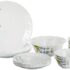 Larah by Borosil 35 Pieces Red Bud Opalware Dinner Set for Family of 6 | Microwave & Dishwasher Safe Silk Series Crockery for Dining & Gifting, Bone Ash Free Plates & Bowls