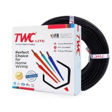 Twc Lite Single Core Electrical Wire |Black, 180 Meter, 0.75 Sq.Mm. |Pvc Electrical Insulated Copper Wire | Cable For Domestic & Industrial Connection Purpose | Flame Resistant |