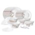 Borosil Fluted Lavender Dinner Set, 25-Pieces, White