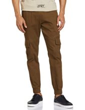 Amazon Brand – Symbol Men’s Stretchable Cargo Jogger Pants|Chinos|Casual Mid Rise Trousers (Slim Fit) (Twill_38), Brown