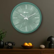 Bosco Modern Non Ticking Silent, Sage Green Frame 30 CM, Round Wall Clock for Home, Living Room, Bedroom, Office and Kitchen