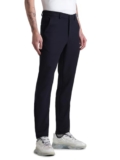 Jack & Jones Men Solid Polyester Blend Slim Fit Mid Rise Navy Blue Trouser