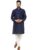 SKAVIJ Men’s Traditional Art Silk Kurta With Churidar Pyjama Regular Fit Ethnic Pajama Set Blue, XL