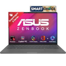 ASUS Zenbook A14 OLED (2025),Smartchoice,Qualcomm Snapdragon X,Copilot+PC,0.9kg Light-Weight,14″(35 cm),32hrs Battery Life*,16GB,512GB,Win 11,MSO 2024,M365 Basic-1yr,AI PC,Metal Body,UX3407QA-QD259WS