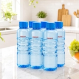 Nayasa Revello 1000 ML Pet Plastic Fridge Water Bottles Set of 6 | BPA Free | Leak Proof | Airtight Lid | Blue