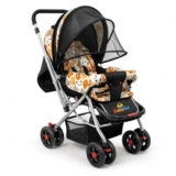 BabyGo Foldable Baby Stroller for Newborn, Infant & Toddler 0–3 Years | Lightweight Travel Pushchair | Safety Harness | Adjustable Recline Backrest | 360° Swivel Wheels | Large Storage Basket | Orange
