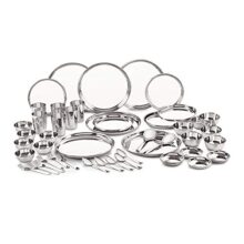 Neelam Stainless Steel 24 Gauge Classic Dinner Set, Solid 50 Pcs Set Serving 6 People, Silver, Durable, Dishwasher Safe, Ideal Gifting Dinner Set for Anniversary, Wedding, Housewarming Party.