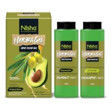 Nisha Herba Care Hair Colour & Beard Colour Gel 200Ml (100Ml Colorant + 100Ml Developer), Original Black, 100% Grey Coverage, No-Ammonia, Long Lasting, Professional Dye For Men & Women, Vegan, No Parabens