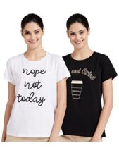 Amazon Brand – Symbol Women’s Cotton Stretch Regular Fit Round Neck Half Sleeve T-Shirt (Combo Pack of 2) (TS-1 Cont_White & Black 1_3XL)