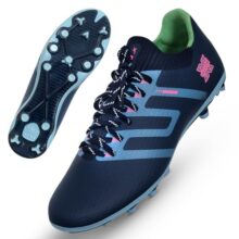 Vector X Maestro 3D Texture TPU Fusing Upper with TPU Sole, Sock for Grip, Soccer Football Studs, Durbale, Lightweight (Navy-Grey) Size-6