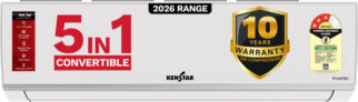 Kenstar 2026 Model 1 Ton 3 Star Split Inverter 5-in-1 Convertible with Rapid Cool Technology AC(103IPG26WKS, White)