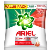 Ariel Complete Detergent Powder – 4Kg | Removes 100 Tough Stains In 1 Wash | Fragrance That Lasts For 2 Weeks | For Semi Auto Washing Machine & Bucket Wash