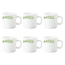 Larah By Borosil Botanica Opalware Mug Set (White) – 6-Pieces