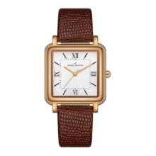 Daniel Hechter Paris Segur Classic Square Analog Watch for Women – Rose Gold Case, White Roman Dial, Quartz Movement