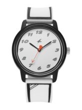 Fastrack Tees Zine With Black Dial White Silicon Strap Watch For Unisex – 38145Pp08W