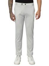 Vogaan Mens Lycra Blend Stretchable Trouser Pant Regular Fit Light Grey