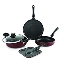 Cello Prima Uttapam Non Stick Aluminium Cookware Combo, (Red, Cherry)