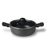 Bergner Senator Die-Cast Non-Stick Kadai With Glass Lid, 20cm, 2.5 Litres, , Black